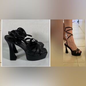 Rag & Bone Tie Up Chunky Leather Platform Heels